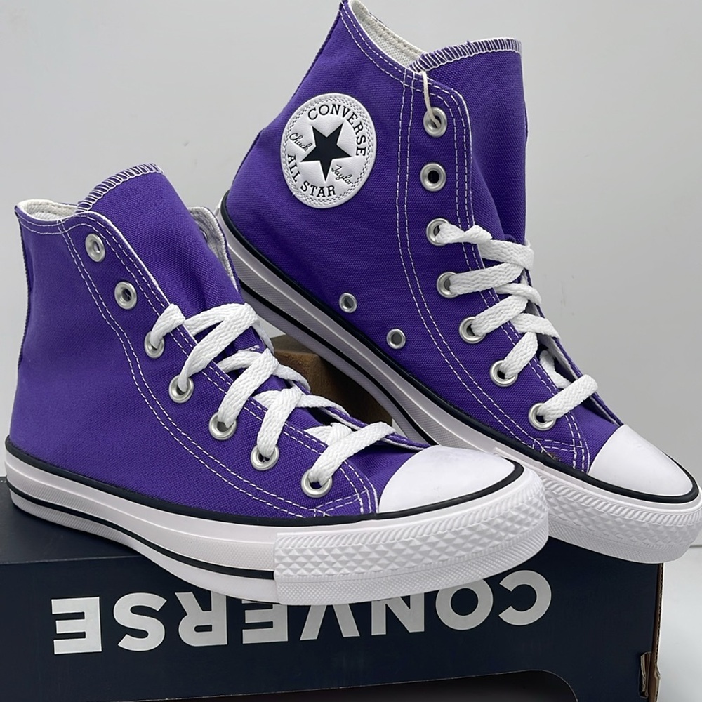 Converse Men’s Chuck Taylor All Star Hi B Grade Purple White 137833F Sneakers - Picture 5 of 16